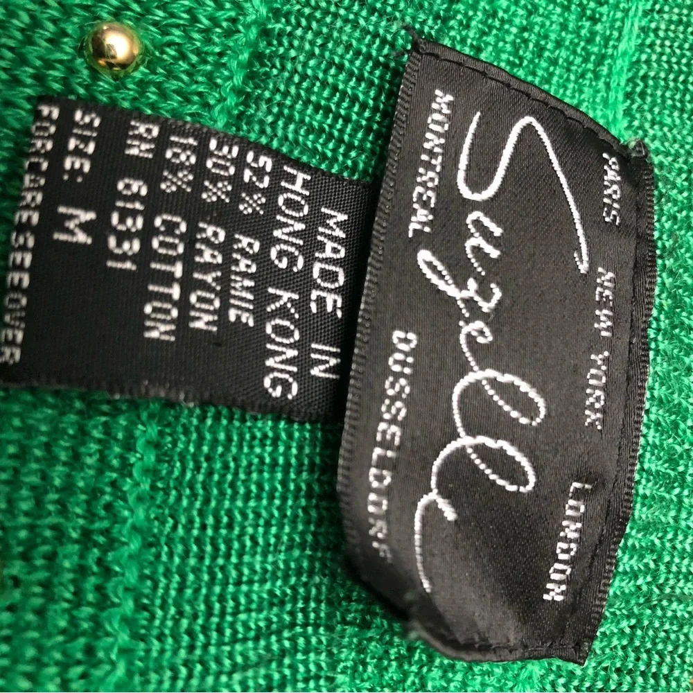 Vintage Suzelle Emerald green top with gold beads all over. (Med.) - Picture 3 of 7